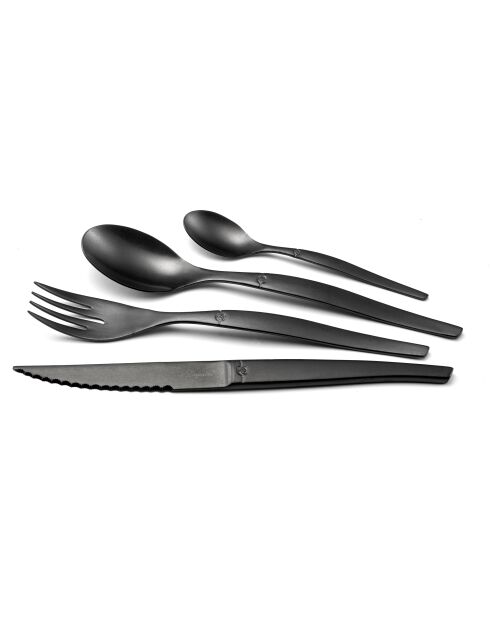 Besteckset im Vintage-Stil, tiefschwarz, 32-teilig