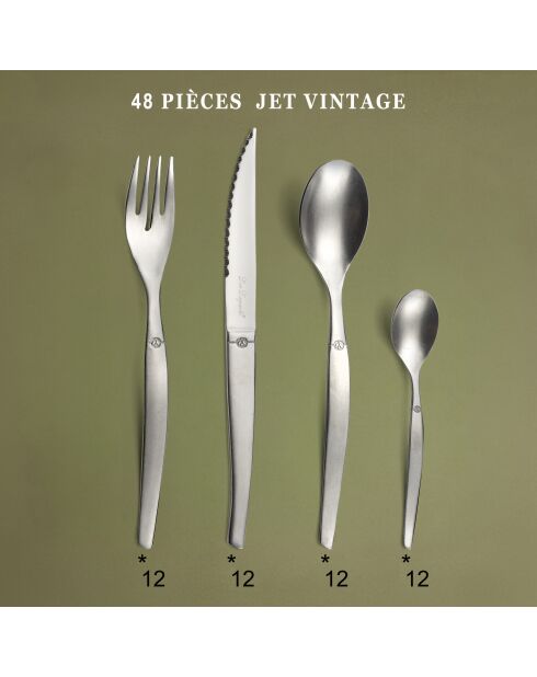 Juego de cubiertos vintage de acero inoxidable - 48 piezas