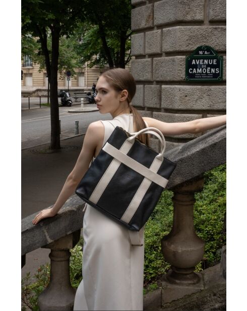 Sac à dos en cuir Gao Dollaro noir - 37,5 x 9 x 37cm