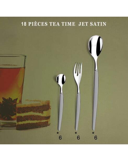 Jet Satin Tea-Time Set grau - 18-teilig