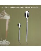 6 cuillères expresso moka & 6 cuillères long drink jet miroir acier