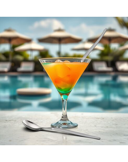 6 Cuillères glace & mazagran Jet Satin grises