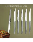 6 couteaux steak jet sable inox
