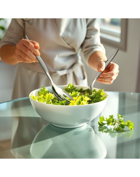 2 jetsaladeservers in grijs zand - 28x7,5 cm