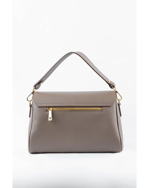 Schultertasche Jazz aus Leder in Taupe — 27 x 18 x 9 cm