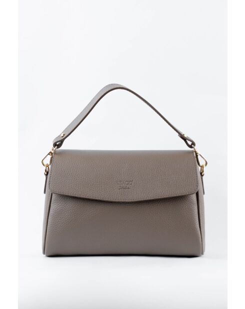 Schultertasche Jazz aus Leder in Taupe — 27 x 18 x 9 cm