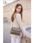 Schultertasche Jazz aus Leder in Taupe — 27 x 18 x 9 cm