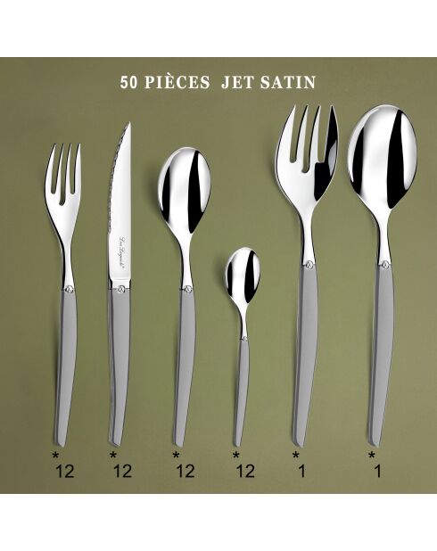 Besteckset aus sandgestrahltem Stahl, 50-teilig