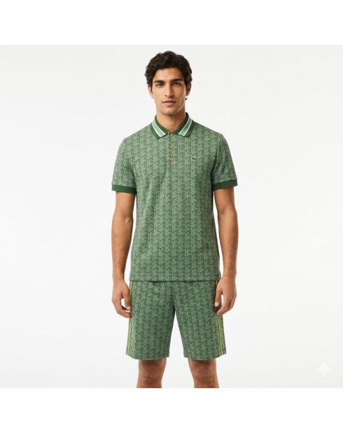 Polo jacquard de corte clásico con calathea/arena