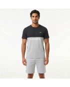 T-Shirt aus Baumwolljersey in normaler Passform mit Farbblockmuster in Marineblau/Weiß