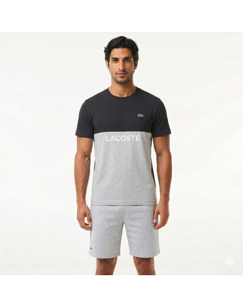 T-Shirt aus Baumwolljersey in normaler Passform mit Farbblockmuster in Marineblau/Weiß