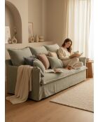 Sofá de lino desteñido verde salvia - 210x100x80 cm