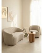 2-Sitzer-Sofa, geschlungener Stoff, graues Leinen, 148 x 73 x 77,5 cm