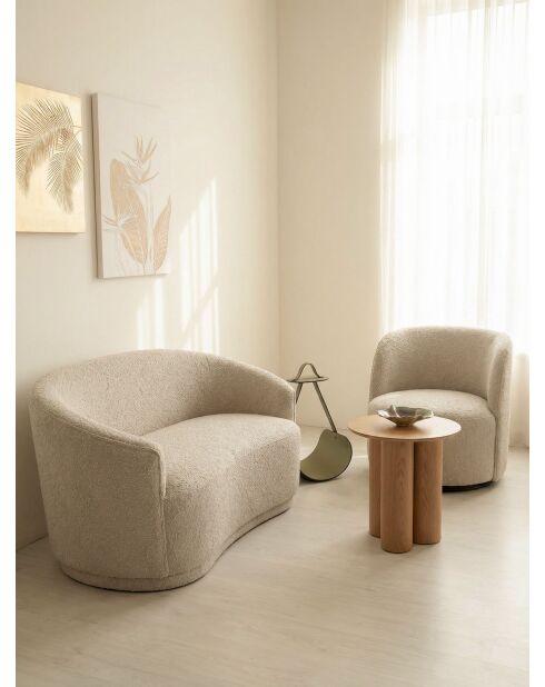 2-Sitzer-Sofa, geschlungener Stoff, graues Leinen, 148 x 73 x 77,5 cm