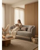 Grijze plissébank van jacquardfluweel met grafische print - 180x80x74 cm