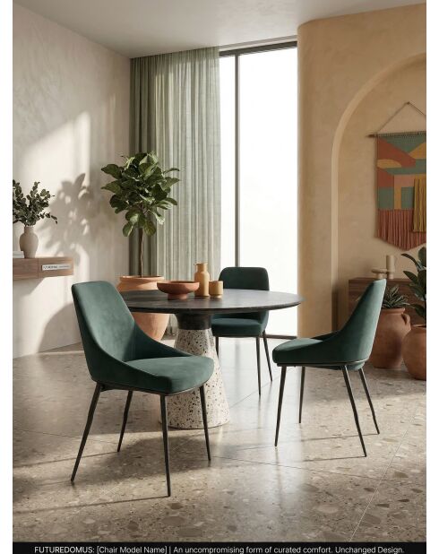 Stoel Terre in Engels groen fluweel - 51x49x81 cm