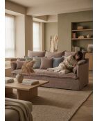 Sofá de lino desteñido en terracota - 210x100x80 cm