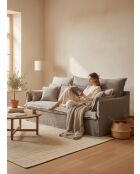 Canapé lin délavé gris foncé - 210x100x80 cm