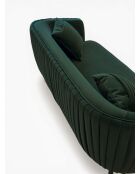 Divano effetto plissettato in velluto verde bosco - 180x80x74 cm