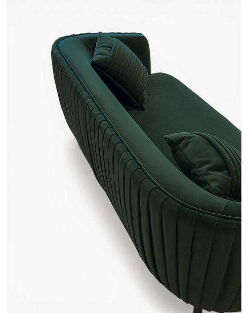 Sofá efecto plisado de terciopelo verde bosque - 180x80x74 cm