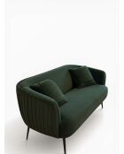 Divano effetto plissettato in velluto verde bosco - 180x80x74 cm