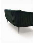 Divano effetto plissettato in velluto verde bosco - 180x80x74 cm