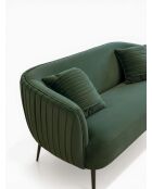 Divano effetto plissettato in velluto verde bosco - 180x80x74 cm