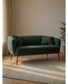 Divano effetto plissettato in velluto verde bosco - 180x80x74 cm