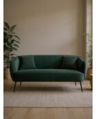 Divano effetto plissettato in velluto verde bosco - 180x80x74 cm