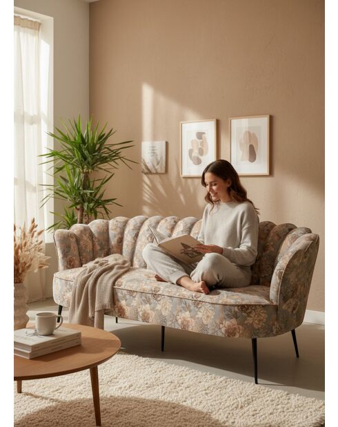 Veelkleurige bank met vogelkroon - 192x80x82 cm