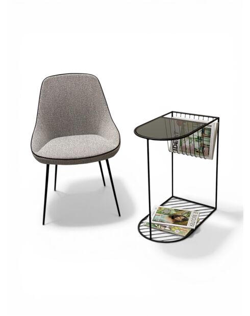 Chaise Mars en tissu gris chiné - 52x48x81 cm