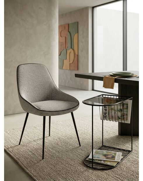 Chaise Mars en tissu gris chiné - 52x48x81 cm