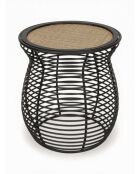 Table d'appoint rotin métal noir - 45x45x50 cm