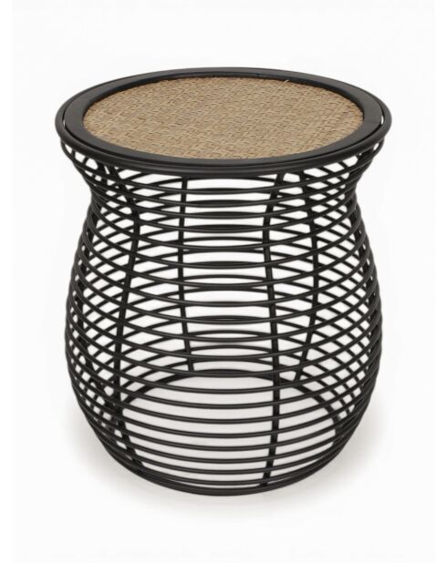Table d'appoint rotin métal noir - 45x45x50 cm