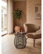 Table d'appoint rotin métal noir - 45x45x50 cm