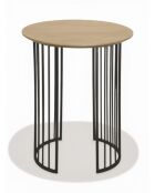 Mesa auxiliar redonda natural/negra - 40x40x50 cm