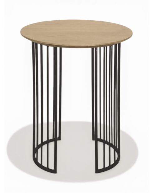 Mesa auxiliar redonda natural/negra - 40x40x50 cm