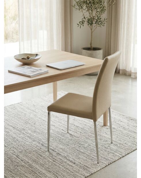 Sandfarbener Edelstahl-Tischstuhl - 44x54x94 cm