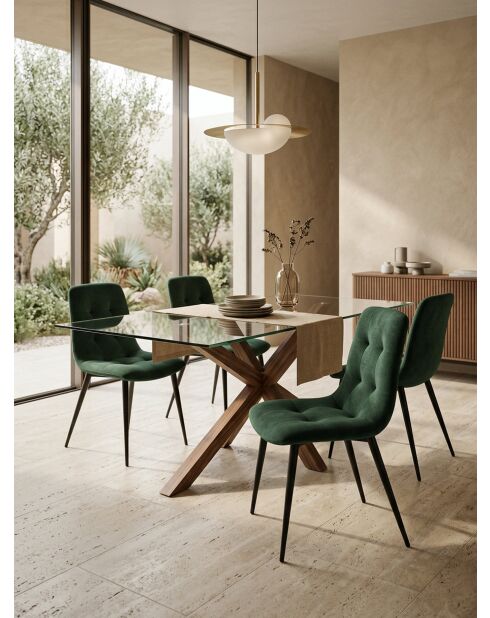 Engelse groene gestoffeerde dresscodestoel - 47x60x84 cm