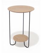 Mesa auxiliar de madera natural/negra - 40x40x60 cm