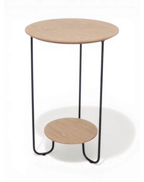 Mesa auxiliar de madera natural/negra - 40x40x60 cm