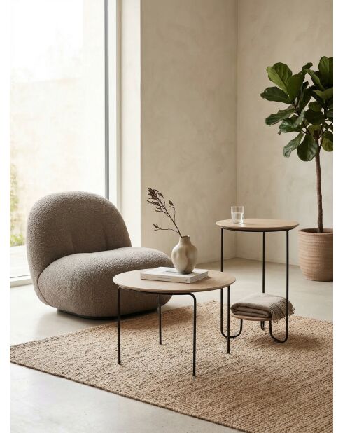 Mesa auxiliar de madera natural/negra - 40x40x60 cm