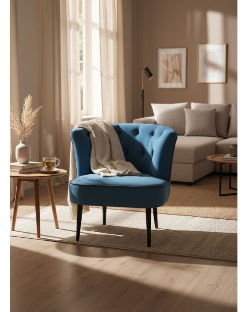 Poltrona imbottita chic blu anatra - 68x66x70 cm