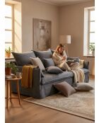 Divano in lino lavato blu ardesia - 210x100x80 cm