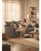 Divano in lino lavato blu ardesia - 210x100x80 cm