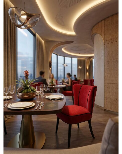 Chaise de table Patchwork Triangle rouge - 53x58x84 cm