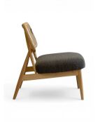 Liegestuhl aus Gummiholz und gesprenkeltem grauem Rattan - 63x70x74 cm