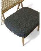 Liegestuhl aus Gummiholz und gesprenkeltem grauem Rattan - 63x70x74 cm