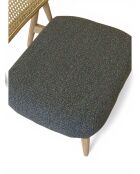 Liegestuhl aus Gummiholz und gesprenkeltem grauem Rattan - 63x70x74 cm