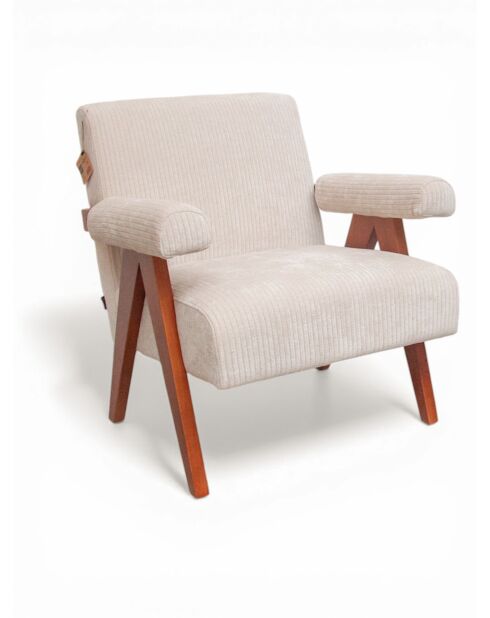 Fauteuil Bois Vintage beige - 69x75x77 cm